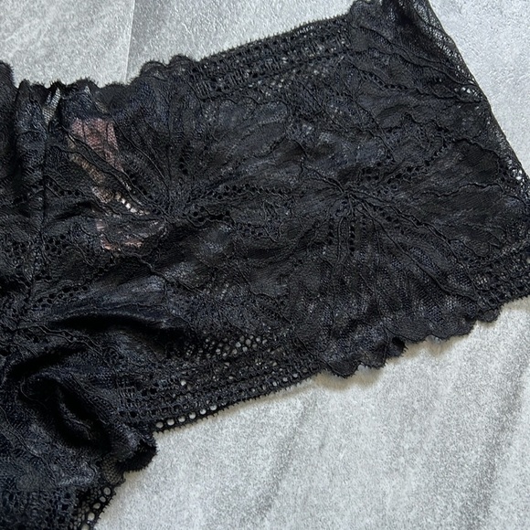 Black floral lace boy shorts underwear Large soft panties - Picture 4 of 8
